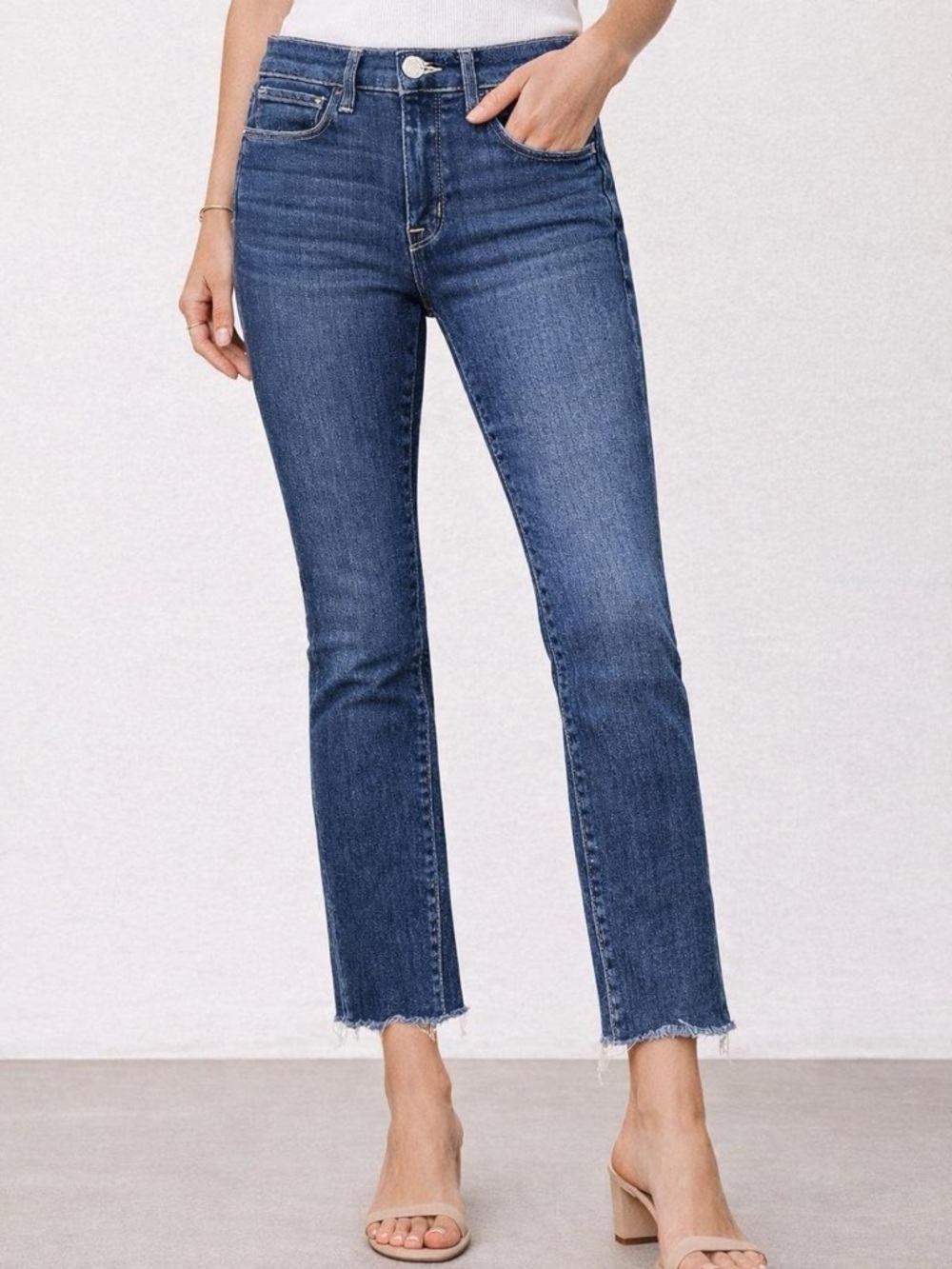 L’AGENCE Sada High Rise Crop Slim Jeans Utica 23 Raw Hem